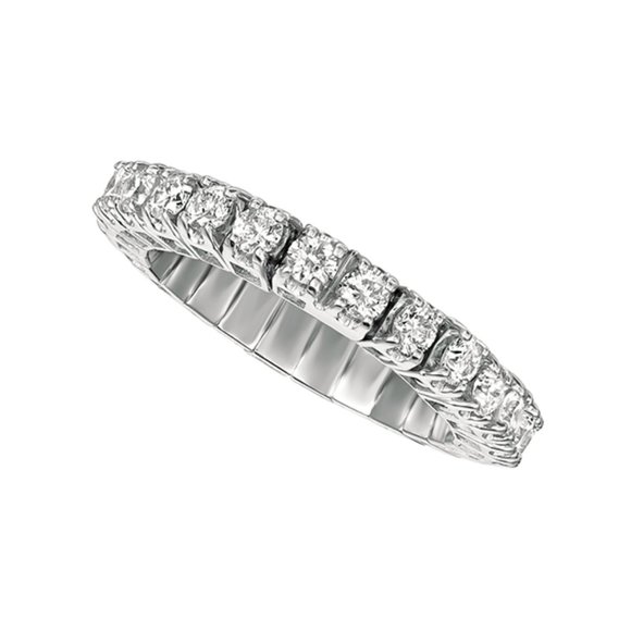 1.00 Carat Natural Diamond Eternity Band Ring Stretch G SI 14K White Gold
